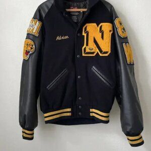 2011 Black yellow‎ varsity lettermans jacket "ADRIAN" football Dilly M pawprints